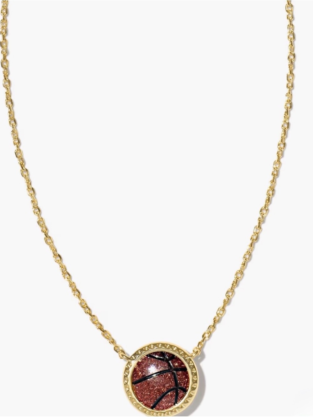 Kendra Scott: Basketball Gold Short Pendant Necklace in Orange Goldstone